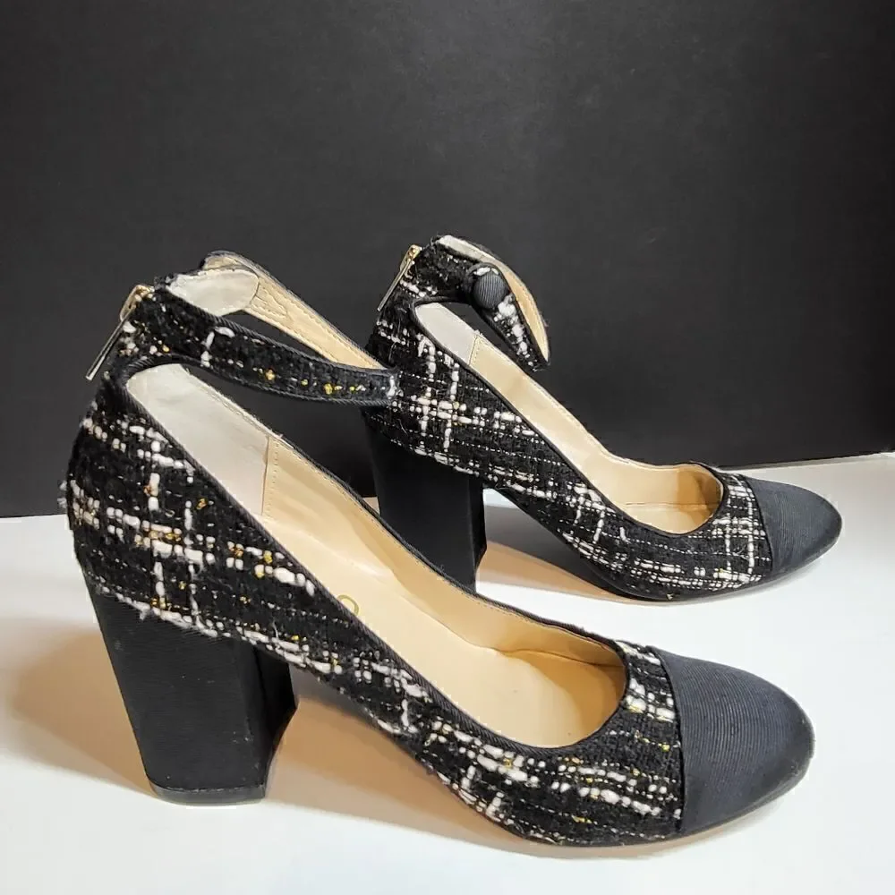 Unisa Black, White & Gold High Heeled Shoes